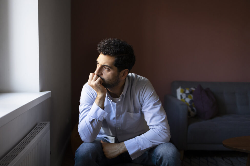 Anxious man indoor