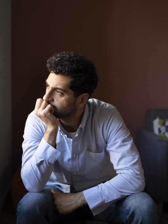 anxious man on couch